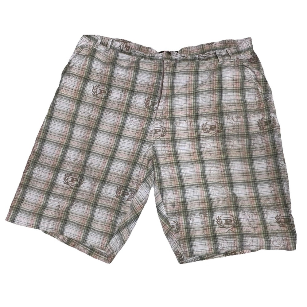Phat Farm Plaid Shorts 46 Big & Tall Y2K Phat Classics Embroidered Hip Hop